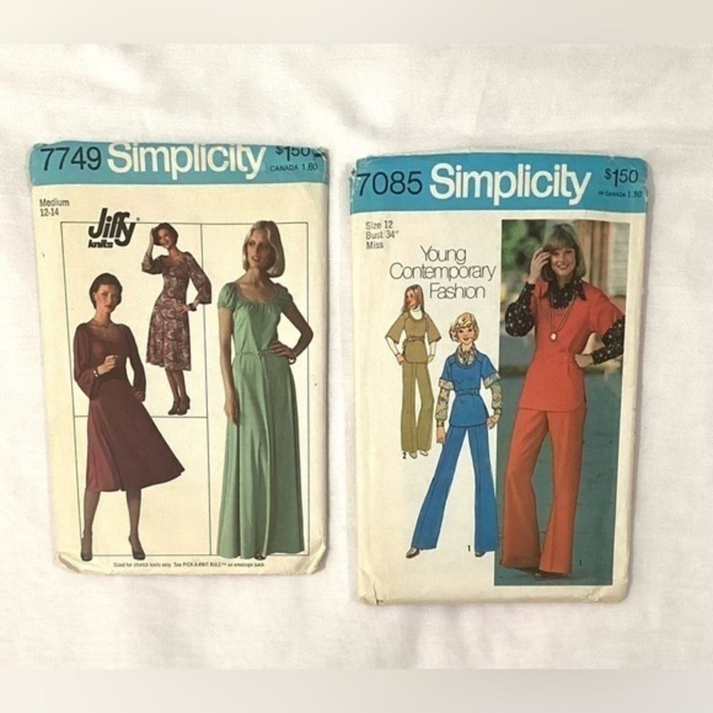Simplicity Sewing Patterns Lot #7749 & #7085